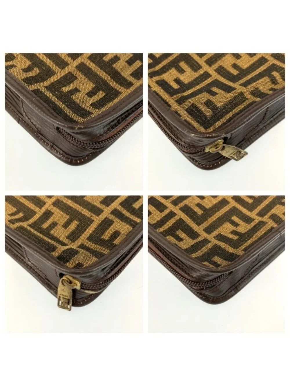 Fendi Vintage Zucca Brown Canvas Clutch Bag